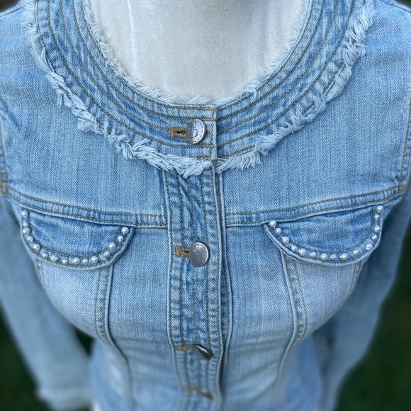 Etam Weekend cropped pear beaded denim jacket 36 - Picture 7 of 15